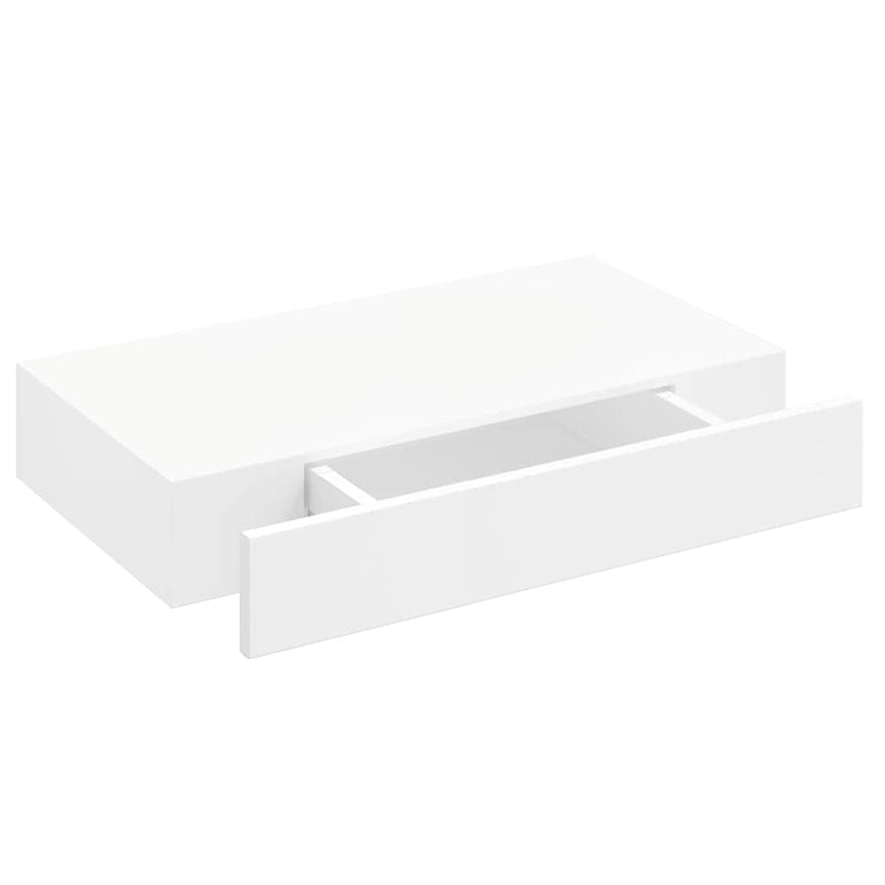 Rafturi de perete suspendate cu sertare, 2 buc., alb, 48 cm