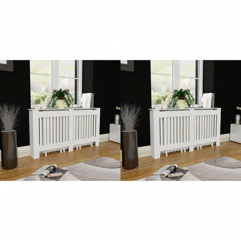 Mască de calorifer, 2 buc., alb, 152 cm, lemn prelucrat