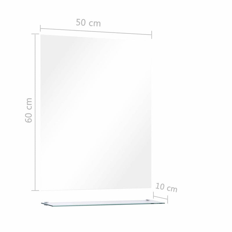 Oglindă de perete cu raft, 50 x 60 cm, sticlă securizată