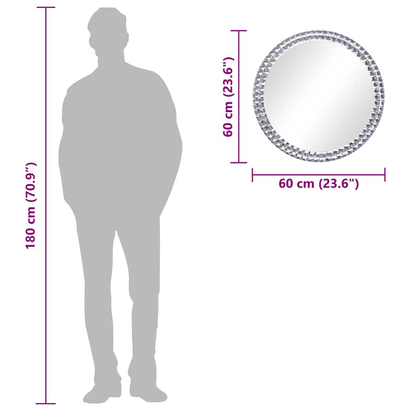 Oglindă de perete, 60 cm, sticlă securizată