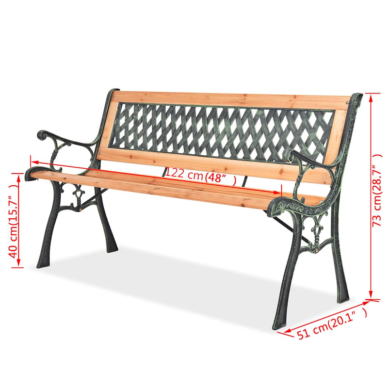 Bancă de grădină, 122 cm, lemn