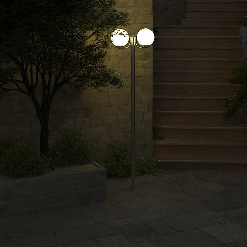 Lampă de grădină cu stâlp, 2 lămpi, 220 cm