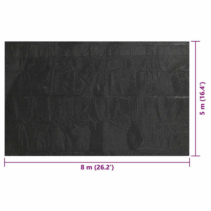 Folie de piscină solară, negru, 8x5 m, PE, dreptunghiular, plutitor