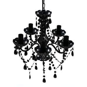 Lustră de cristal, 5 becuri, negru