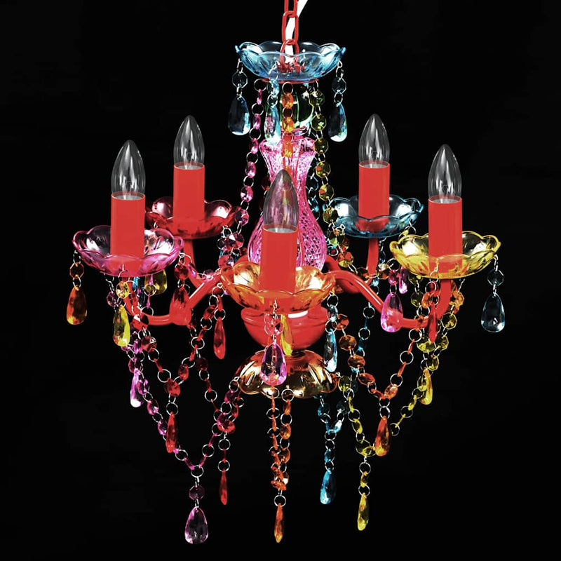 Lustră Cristal Artificial pentru 5 becuri Multicoloră