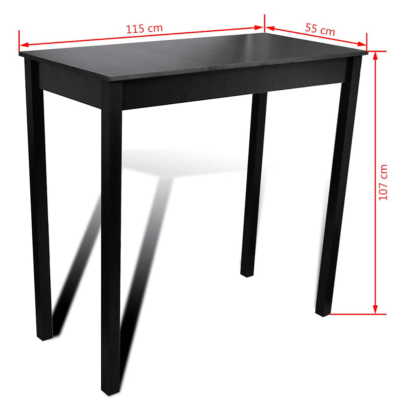 Masă de bar cu 4 scaune de bar, negru