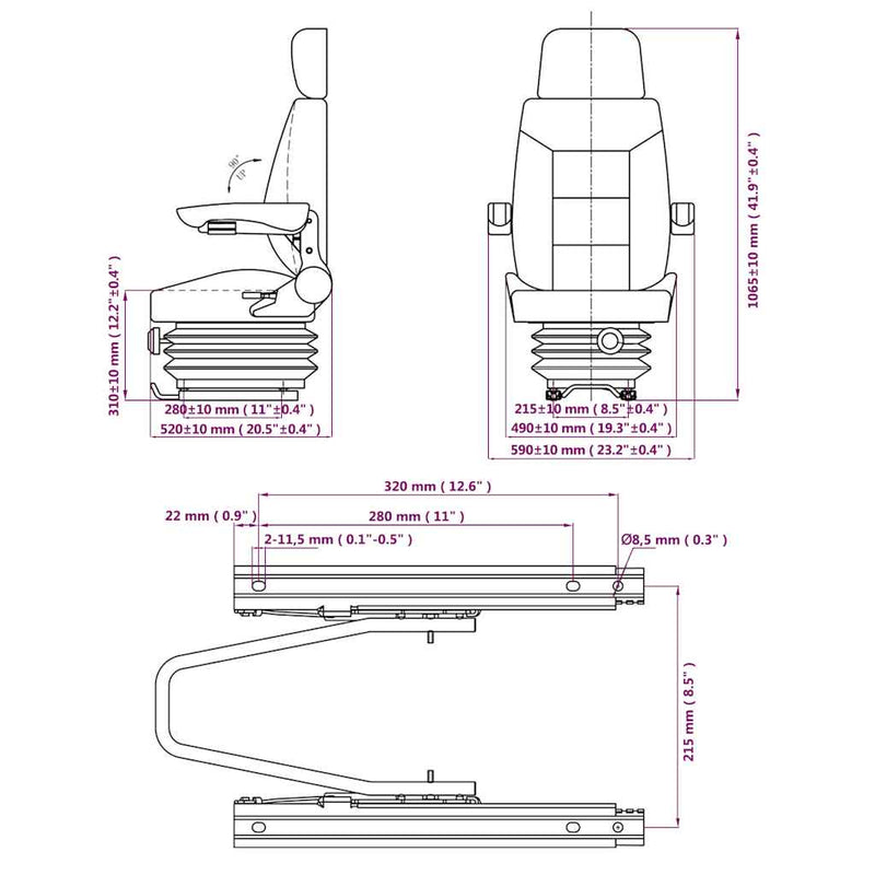 Scaun de tractor cu suspensie