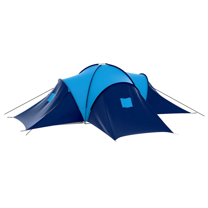 Cort camping textil, 9 persoane, albastru închis și albastru