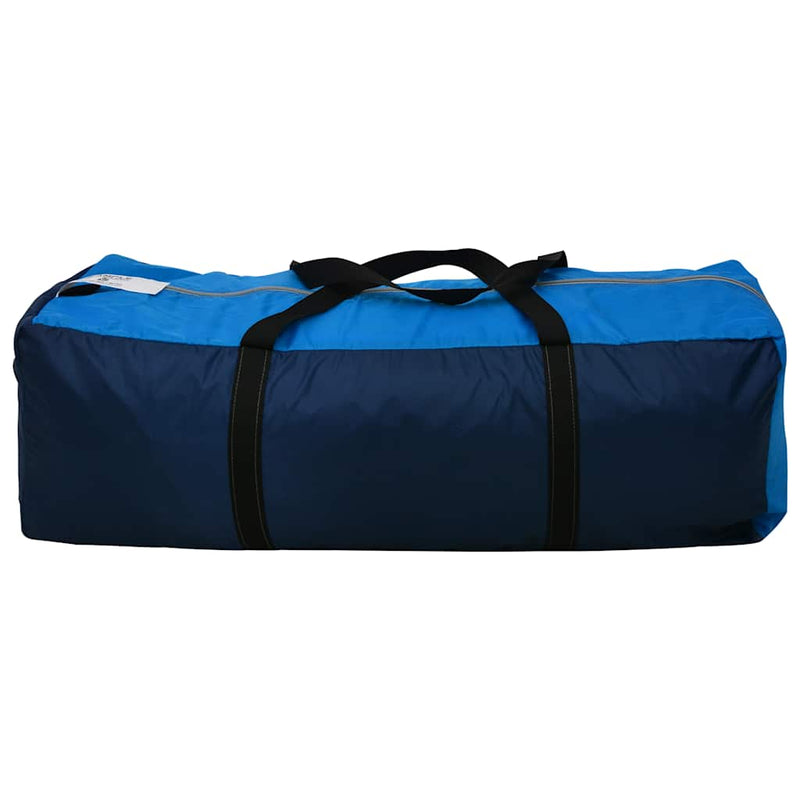 Cort camping textil, 9 persoane, albastru închis și albastru
