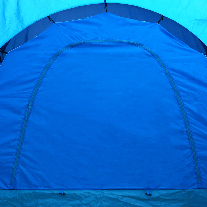 Cort camping textil, 9 persoane, albastru închis și albastru