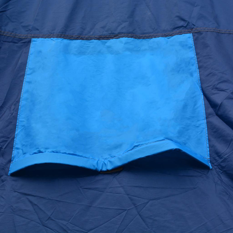 Cort camping textil, 9 persoane, albastru închis și albastru