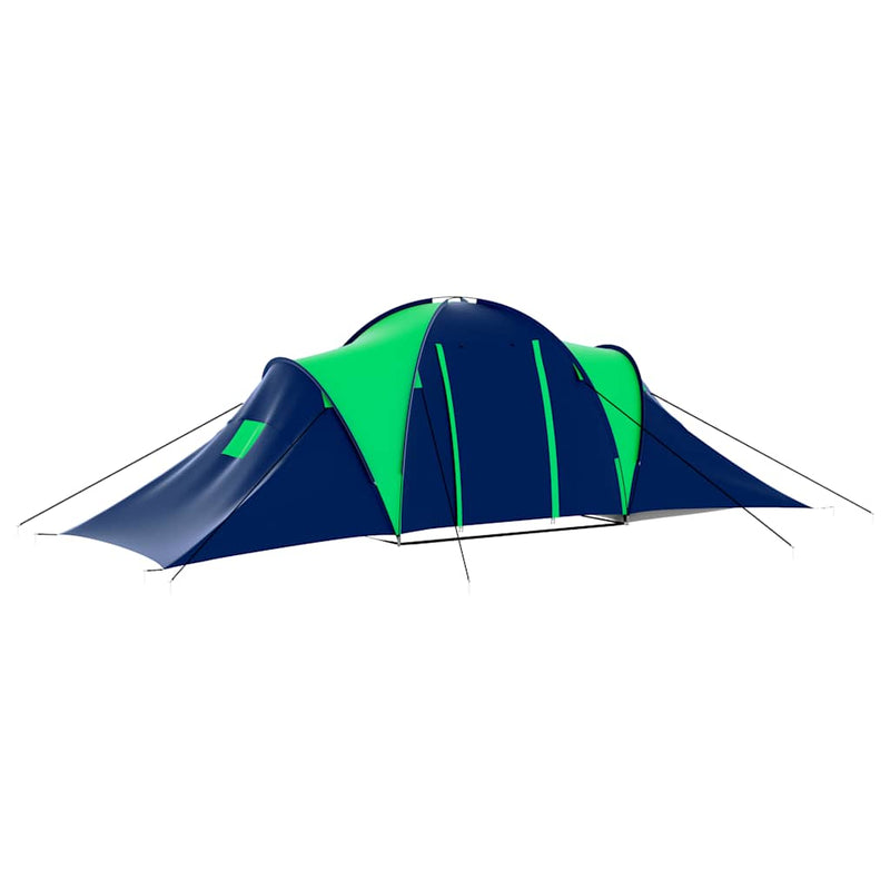 Cort camping din material textil, 9 persoane, albastru și verde