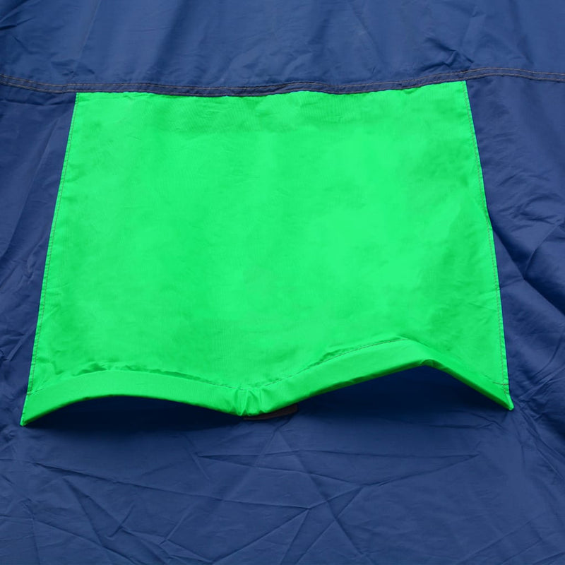 Cort camping din material textil, 9 persoane, albastru și verde