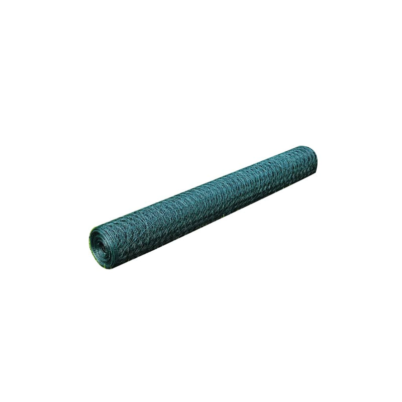 Plasă de sârmă găini, verde, 25 x 0,75 m, cu înveliș PVC