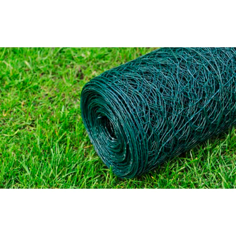 Plasă de sârmă găini, verde, 25 x 0,75 m, cu înveliș PVC