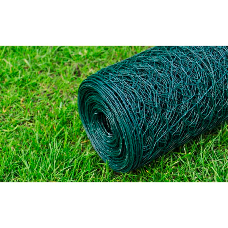 Plasă de sârmă găini, verde, 25 x 0,75 m, cu înveliș PVC