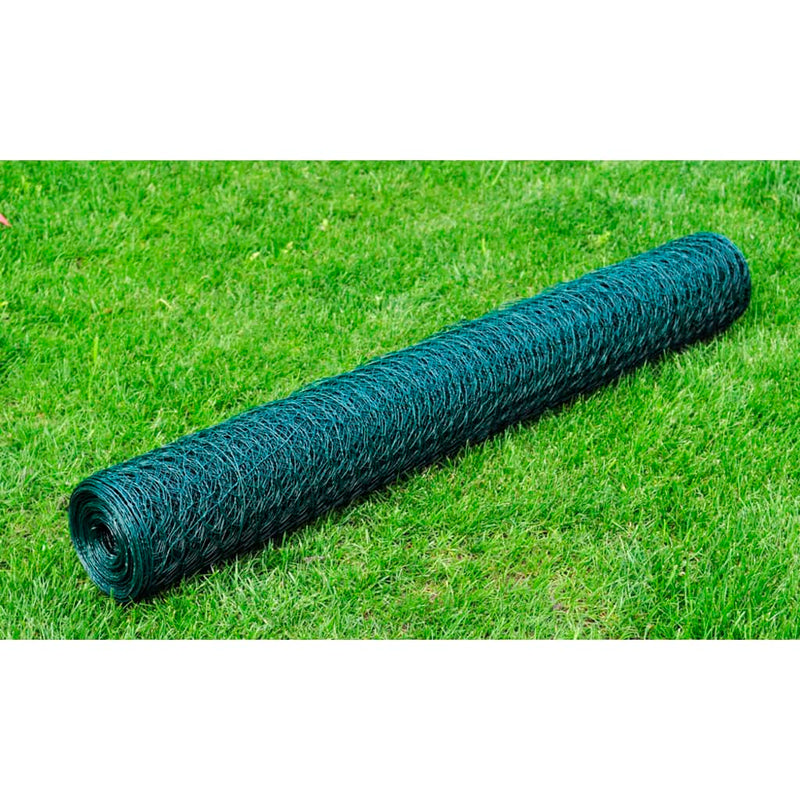 Plasă de sârmă găini, verde, 25 x 0,75 m, cu înveliș PVC