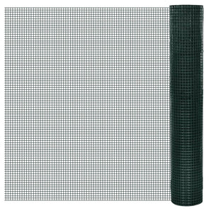 Plasă de sârmă găini, verde, 25 x 1 m, oțel galvanizat cu PVC