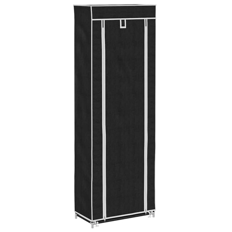 Dulap pantofi material textil cu capac, negru, 57x 29x162 cm