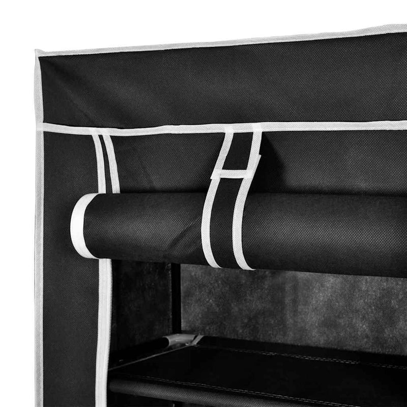 Dulap pantofi material textil cu capac, negru, 57x 29x162 cm