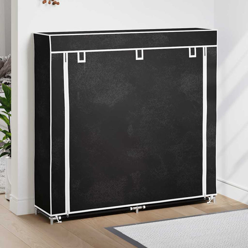 Dulap pantofi material textil cu capac, negru, 115x28x110 cm