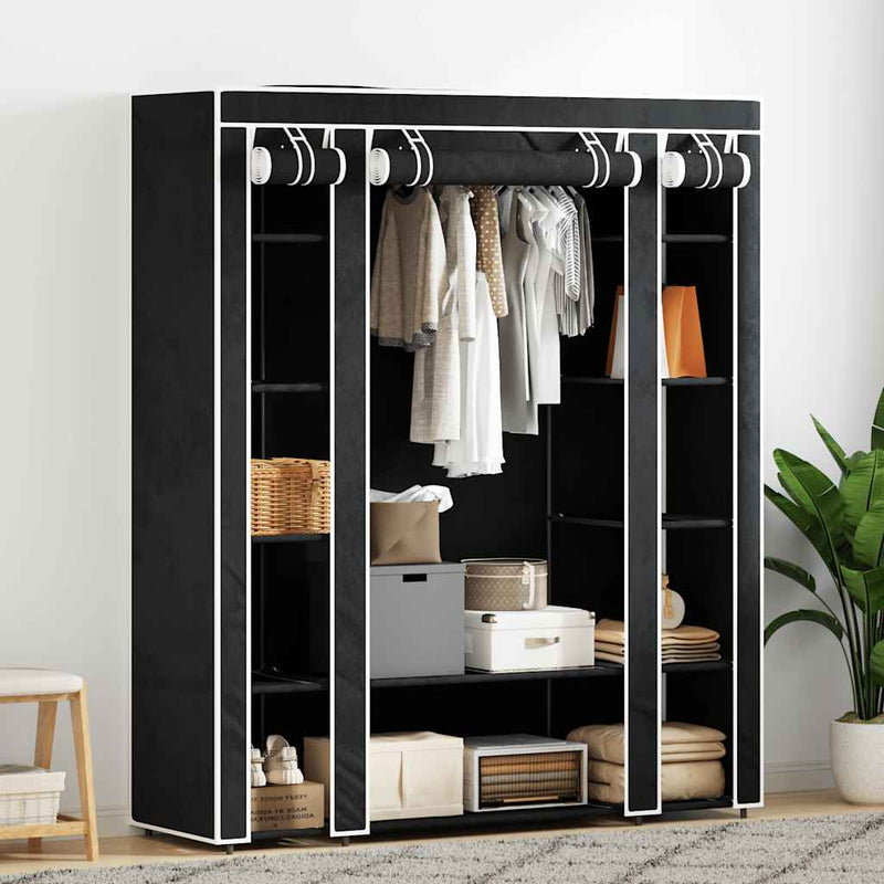 Dulap material textil compartimente și tije 45x150x176 cm negru