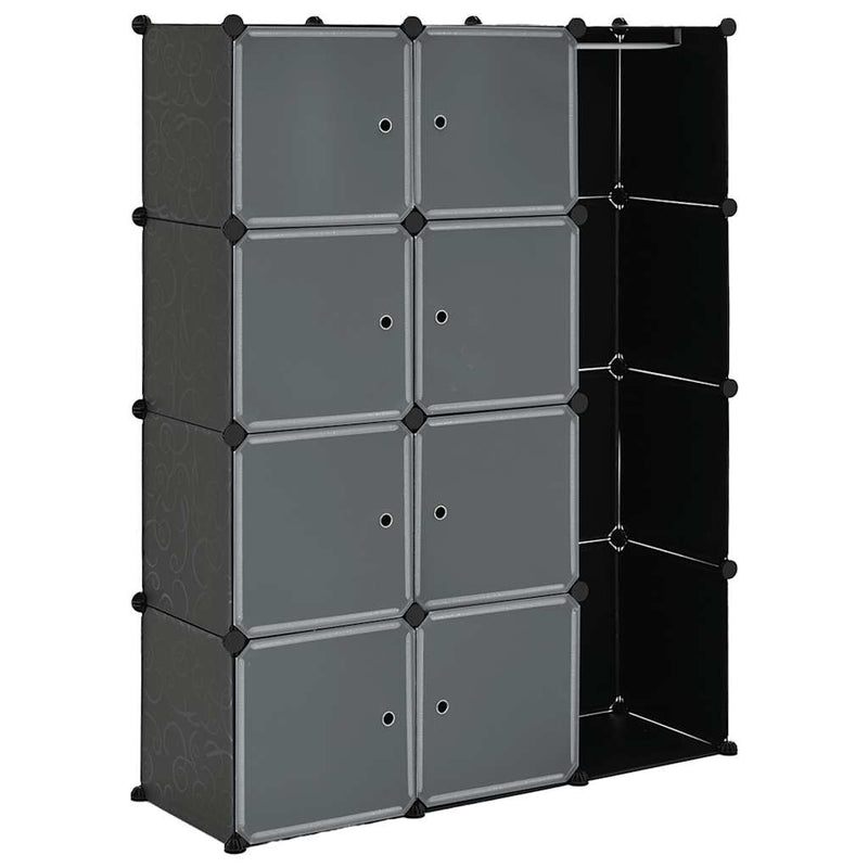Dulap modular cu 9 compartimente, 109x36,5x143 cm, negru și alb