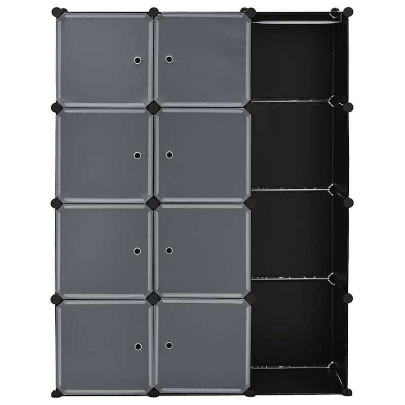 Dulap modular cu 9 compartimente, 109x36,5x143 cm, negru și alb