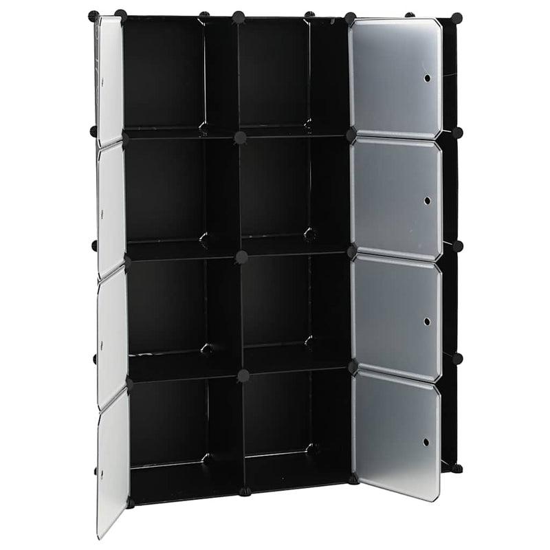 Dulap modular cu 9 compartimente, 109x36,5x143 cm, negru și alb