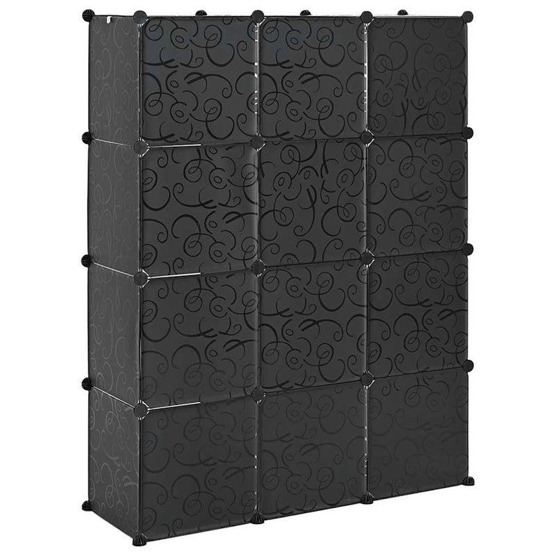 Dulap modular cu 9 compartimente, 109x36,5x143 cm, negru și alb