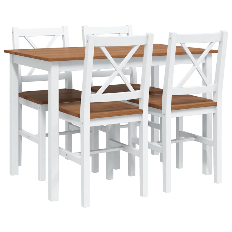 Set mobilier de bucătărie, 5 piese, maro și alb