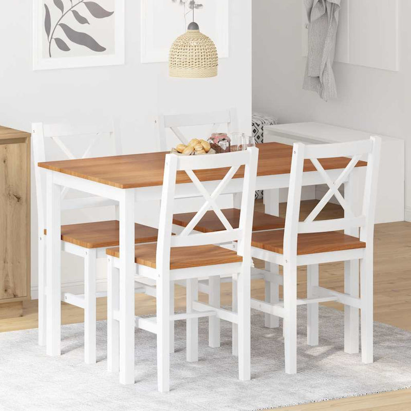 Set mobilier de bucătărie, 5 piese, maro și alb