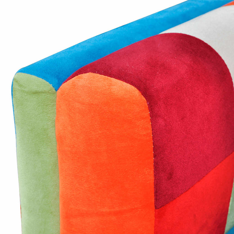 Fotoliu cub, picioare cromate, model Patchwork, material textil