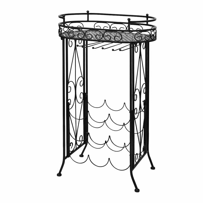 Suport sticle de vin pentru 9 sticle, cu suport pahar, metal