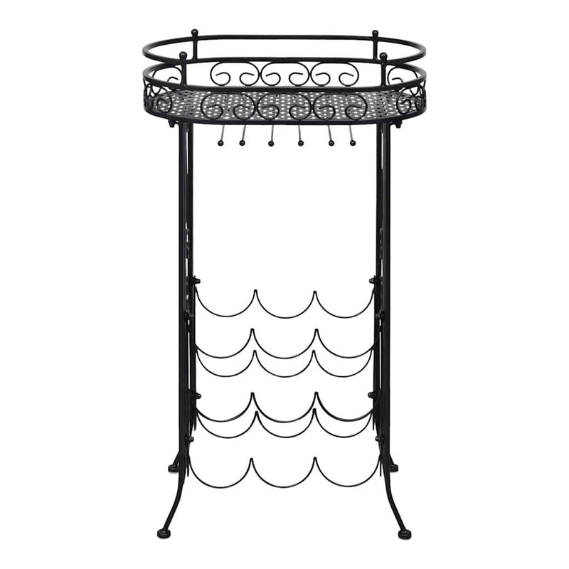 Suport sticle de vin pentru 9 sticle, cu suport pahar, metal