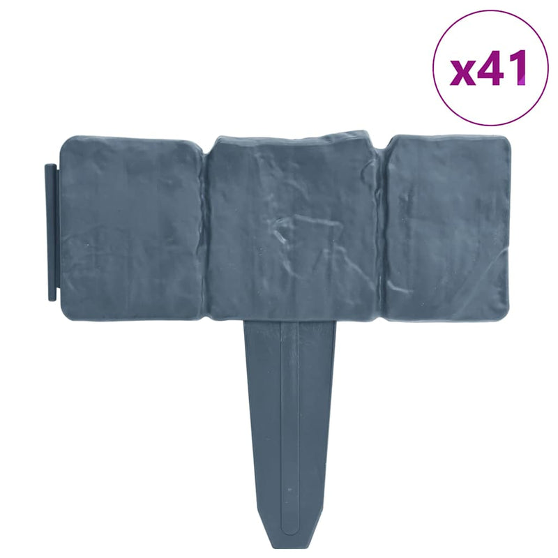 Gard de grădină / gazon aspect piatră, 41 buc., 10 m, plastic