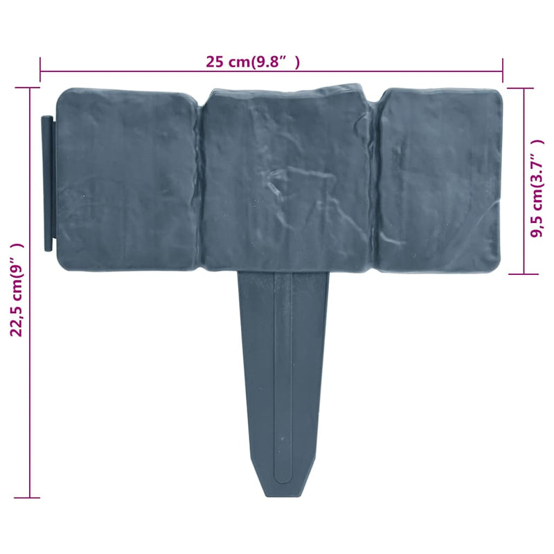 Gard de grădină / gazon aspect piatră, 41 buc., 10 m, plastic