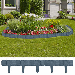 Gard de grădină / gazon aspect piatră, 41 buc., 10 m, plastic