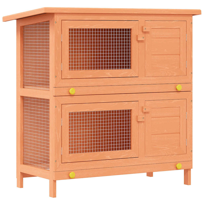 Cușcă de exterior iepuri cușcă adăpost animale mici, 4 uși, lemn