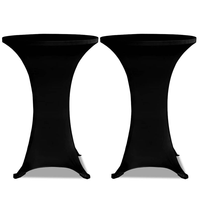 Husă de masă cu picior Ø70 cm, 2 buc., negru, elastic