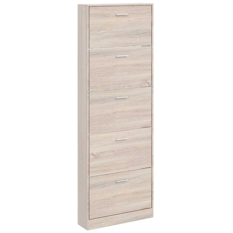 Pantofar cu 5 compartimente din lemn, aspect de stejar