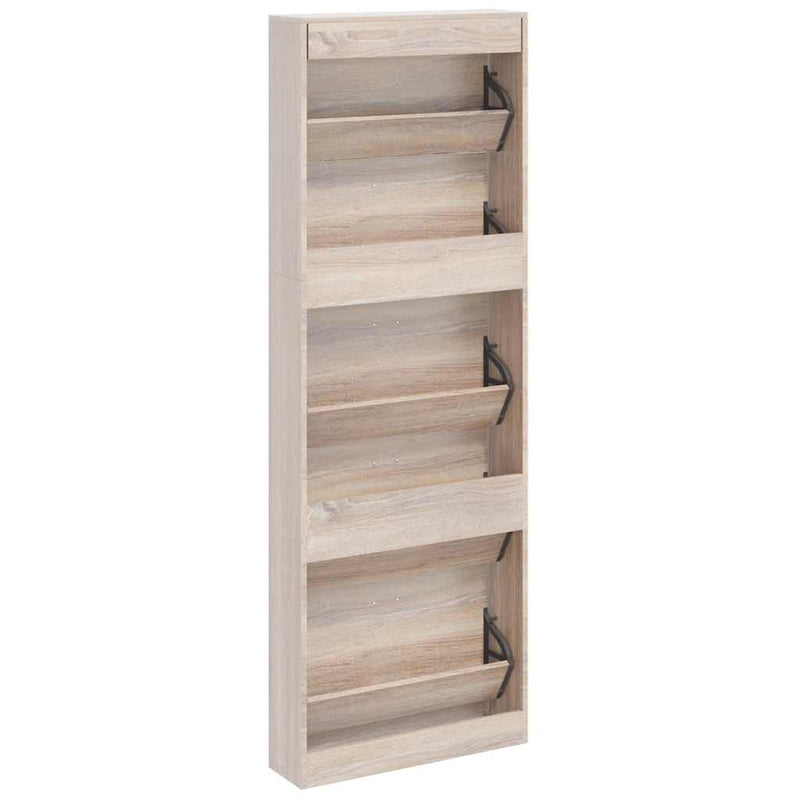 Pantofar cu 5 compartimente din lemn, aspect de stejar