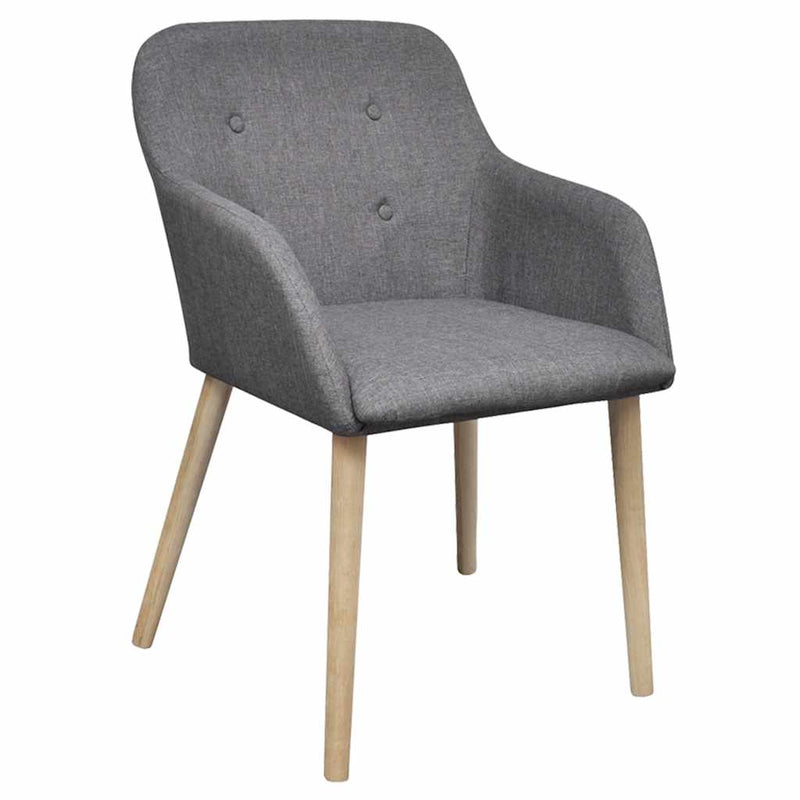 Scaune bucătărie 6 buc, gri deschis, textil & lemn stejar masiv