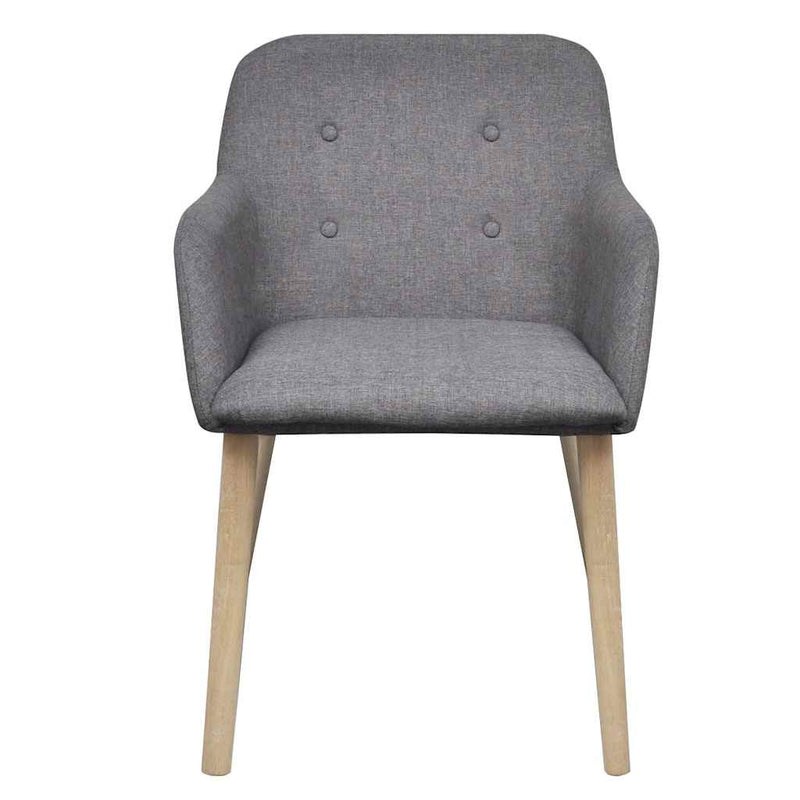 Scaune bucătărie 6 buc, gri deschis, textil & lemn stejar masiv