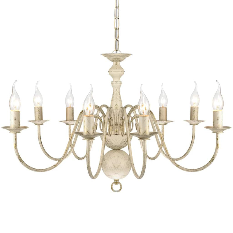 Candelabru alb de metal în stil antic 8 x becuri E14