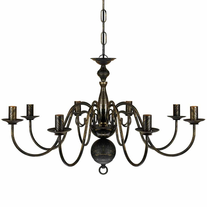 Candelabru alb de metal în stil antichizat, 8 x becuri E14