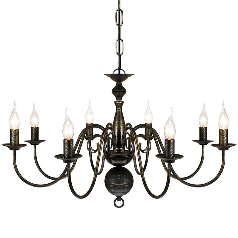 Candelabru alb de metal în stil antichizat, 8 x becuri E14