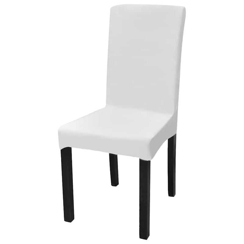 Huse de scaun elastice drepte, 6 buc., alb