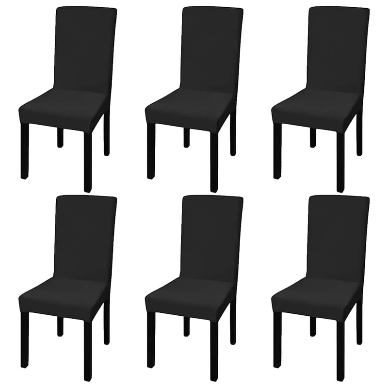 Huse de scaun elastice drepte, 6 buc., negru