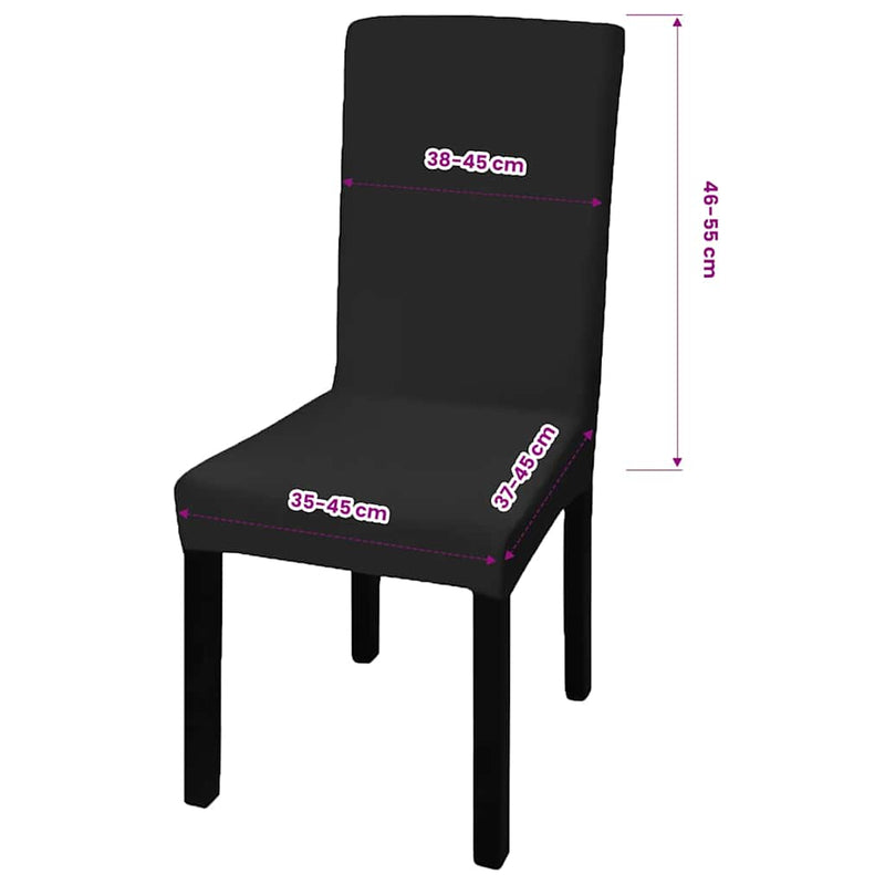 Huse de scaun elastice drepte, 6 buc., negru